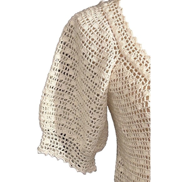 Vintage Cream Handmade Crocheted 2 Piece Top Skirt Dress STUNNING OOAK - Picture 4 of 13